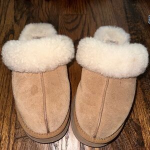Ugg Disquette Suede Fur Platform Slippers